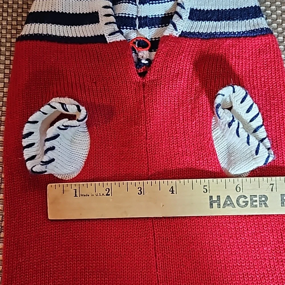 Vintage handmade dog sweater with hood.  Stars on pockets.  Size M